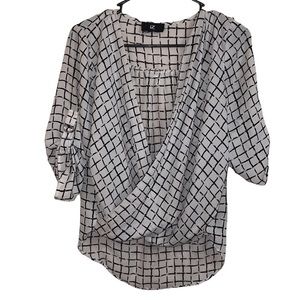 IZ Byer Faux Wrap Square print Top Size small